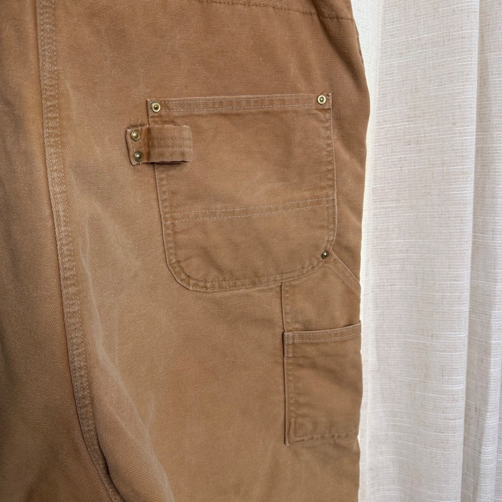 Vintage Carhartt R02 BRN Quilt Line Double Knee Duck Canvas Overalls USA 44 x 34 - Picture 8 of 12